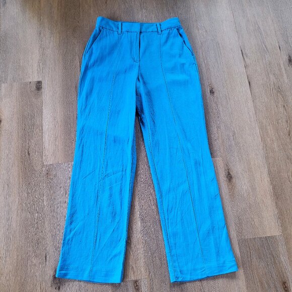 Ann Taylor Linen Blend Wide Leg Pants Blue Size 4 - Picture 1 of 11